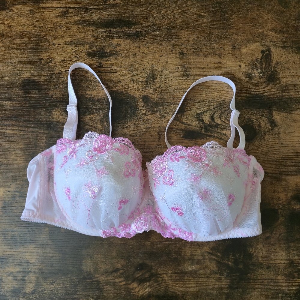 Japanese beautiful embroidered floral lace bra 36C bras Removable Straps